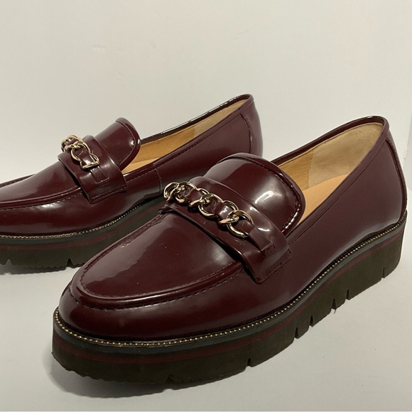 Alex Marie • "Grensley" Patent Chain Detail Platform Loafers (cherry woo… - Picture 4 of 11